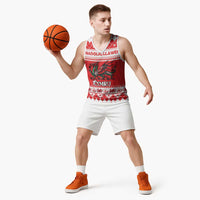 Personalized Wales Christmas Dragon Basketball Jersey Nadolig Llawen Red Version - Wonder Print Shop