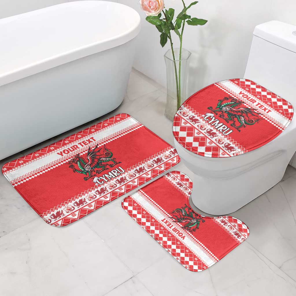 Personalized Wales Christmas Dragon Bathroom Set Nadolig Llawen Red Version - Wonder Print Shop