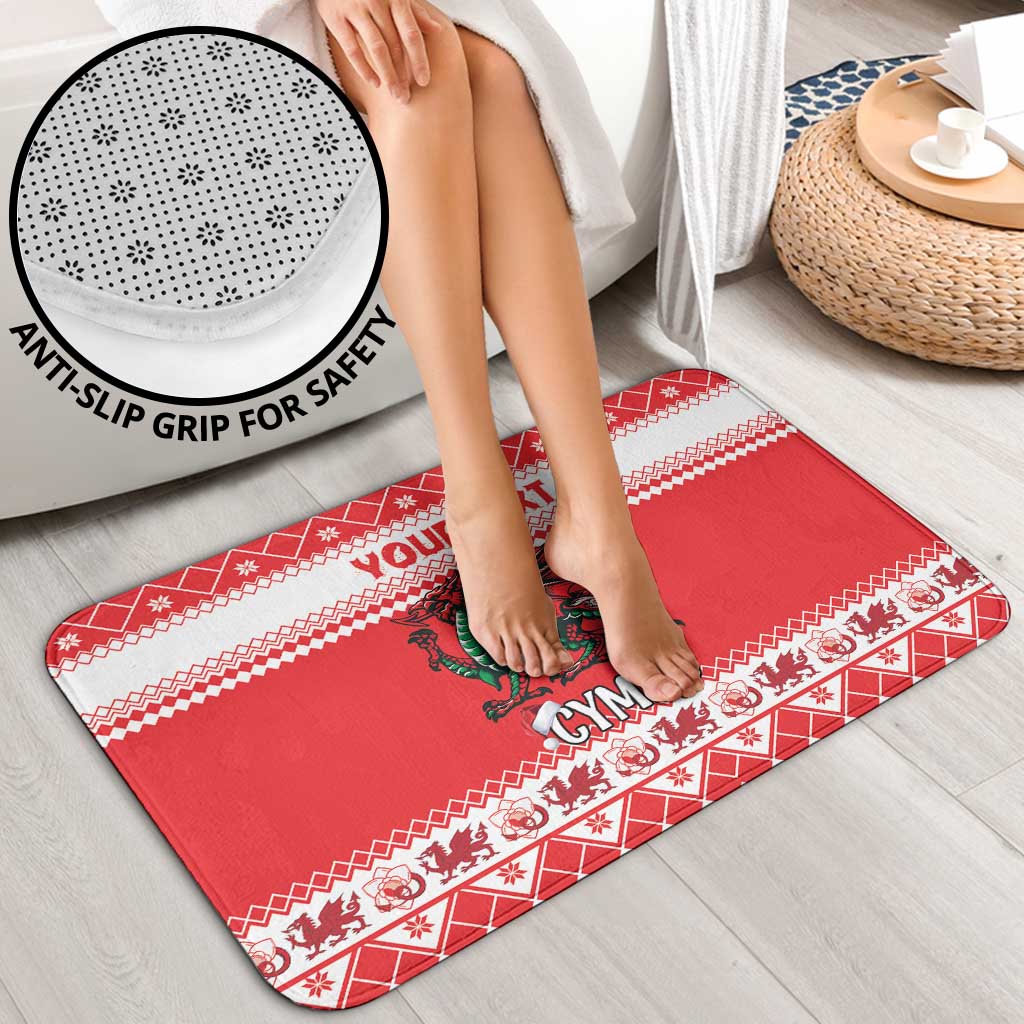 Personalized Wales Christmas Dragon Bathroom Set Nadolig Llawen Red Version - Wonder Print Shop