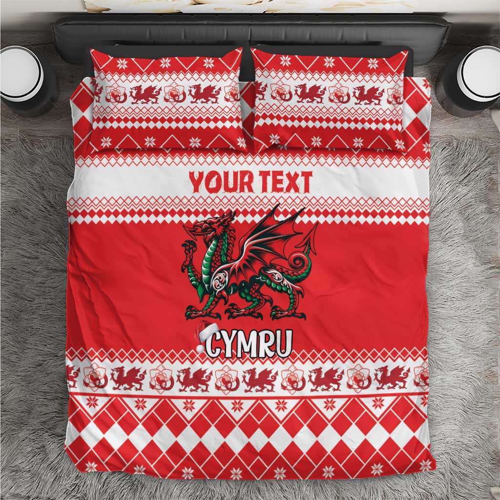Personalized Wales Christmas Dragon Bedding Set Nadolig Llawen Red Version - Wonder Print Shop