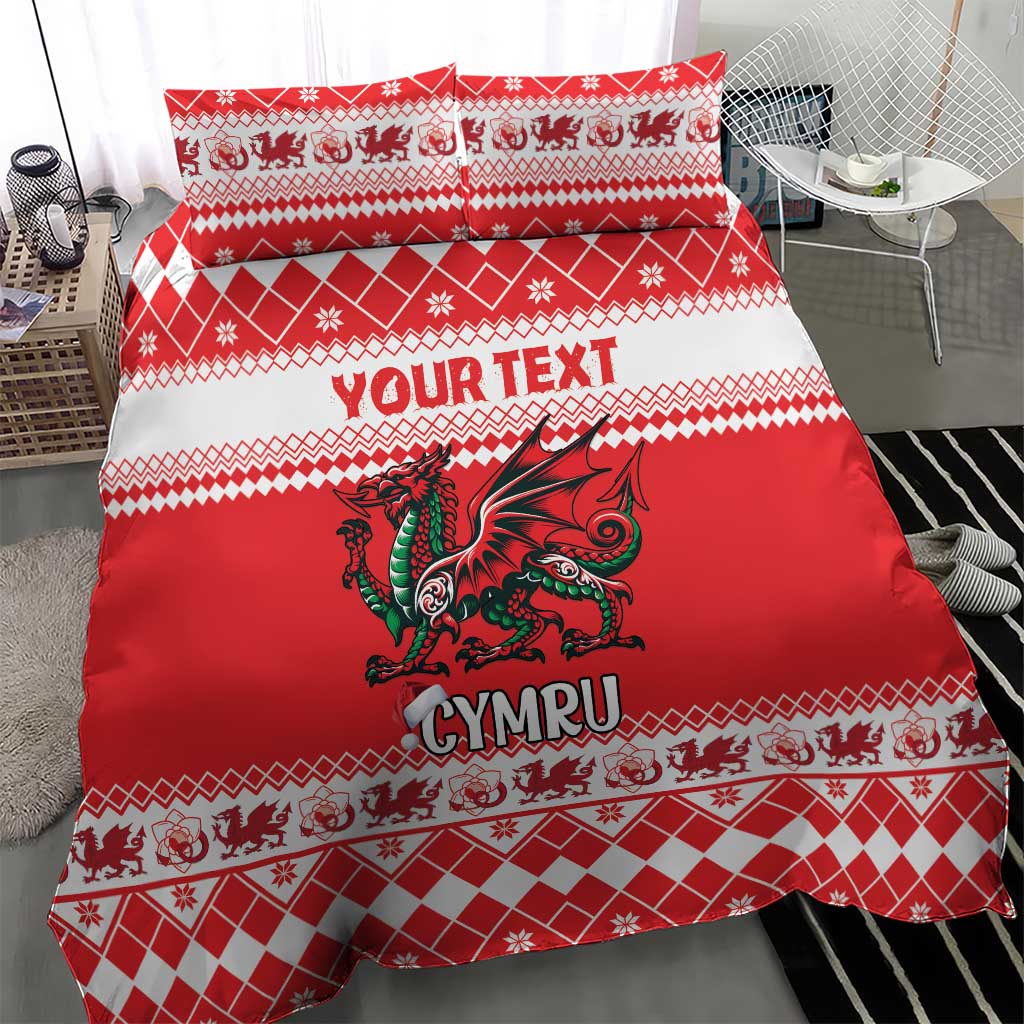 Personalized Wales Christmas Dragon Bedding Set Nadolig Llawen Red Version - Wonder Print Shop