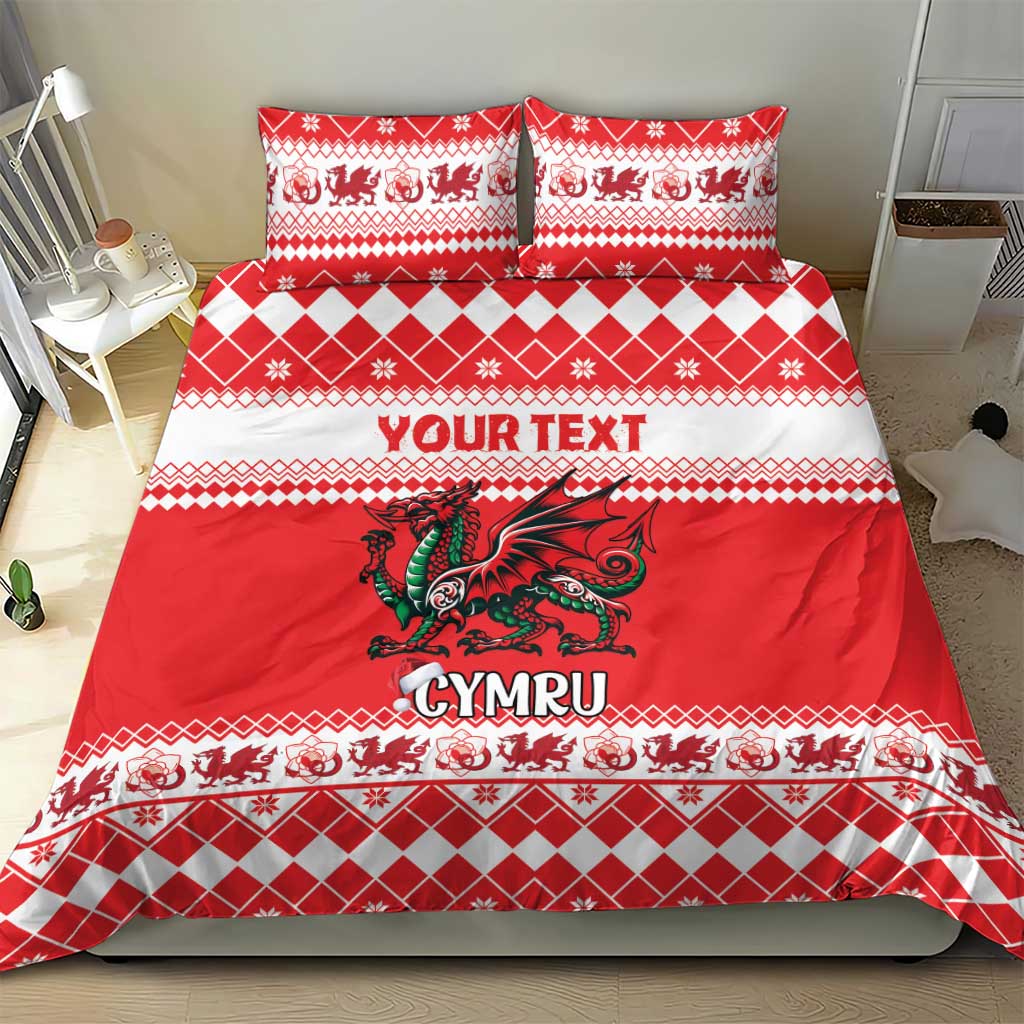 Personalized Wales Christmas Dragon Bedding Set Nadolig Llawen Red Version - Wonder Print Shop