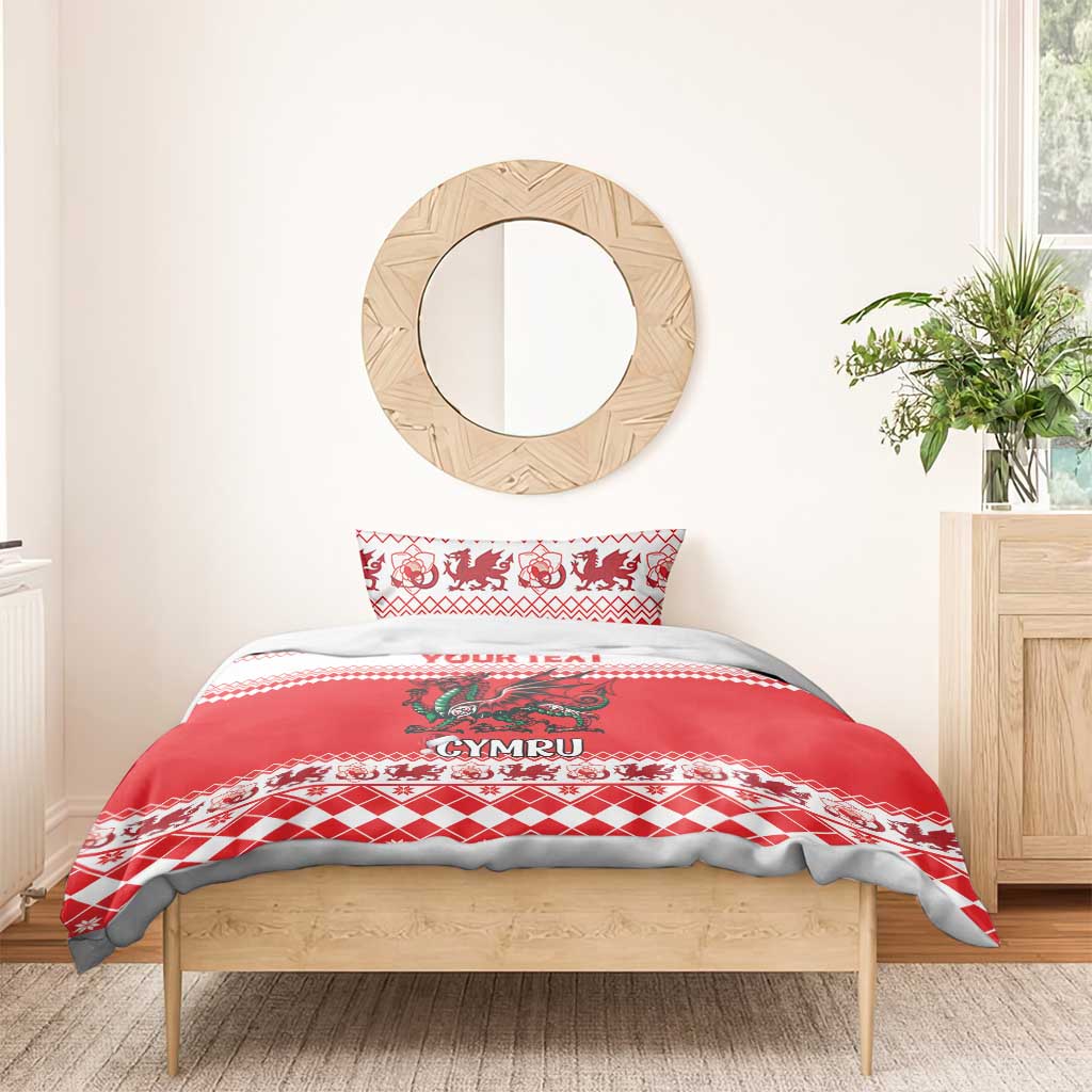 Personalized Wales Christmas Dragon Bedding Set Nadolig Llawen Red Version - Wonder Print Shop