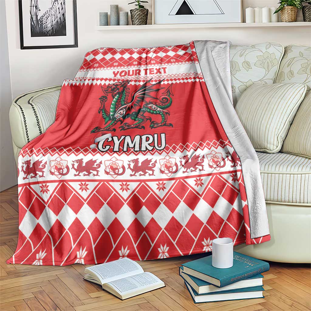 Personalized Wales Christmas Dragon Blanket Nadolig Llawen Red Version - Wonder Print Shop