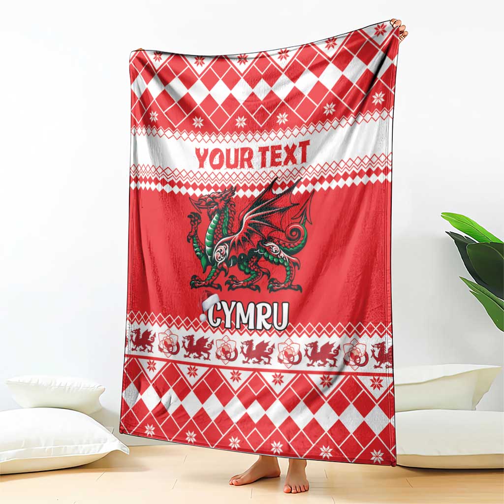 Personalized Wales Christmas Dragon Blanket Nadolig Llawen Red Version - Wonder Print Shop