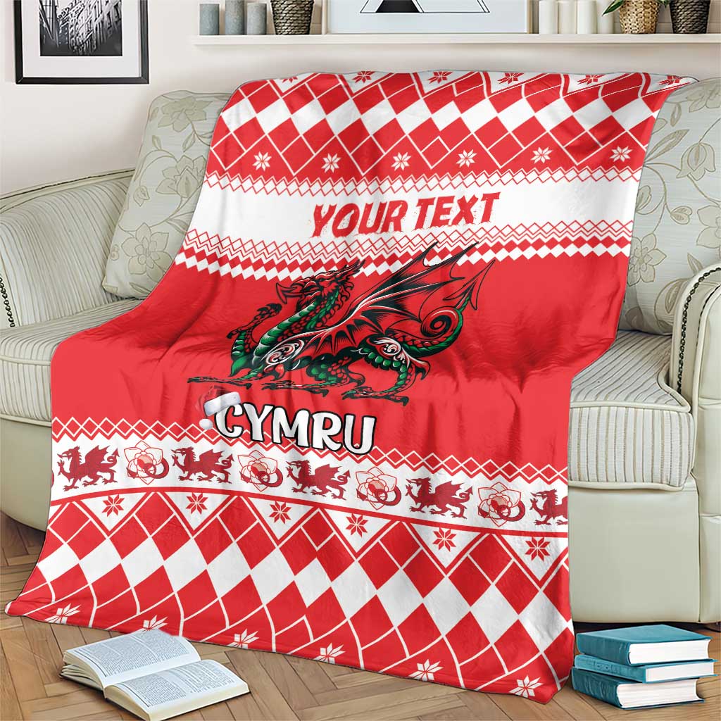 Personalized Wales Christmas Dragon Blanket Nadolig Llawen Red Version - Wonder Print Shop