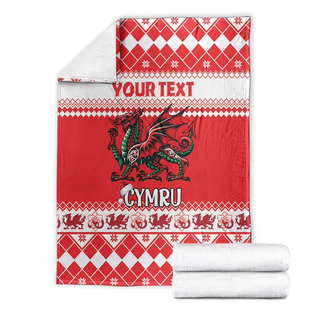 Personalized Wales Christmas Dragon Blanket Nadolig Llawen Red Version - Wonder Print Shop