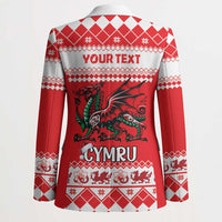 Personalized Wales Christmas Dragon Blazer Nadolig Llawen Red Version - Wonder Print Shop