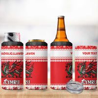 Personalized Wales Christmas Dragon 4 in 1 Can Cooler Tumbler Nadolig Llawen Red Version - Wonder Print Shop
