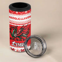 Personalized Wales Christmas Dragon 4 in 1 Can Cooler Tumbler Nadolig Llawen Red Version - Wonder Print Shop