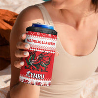 Personalized Wales Christmas Dragon 4 in 1 Can Cooler Tumbler Nadolig Llawen Red Version - Wonder Print Shop