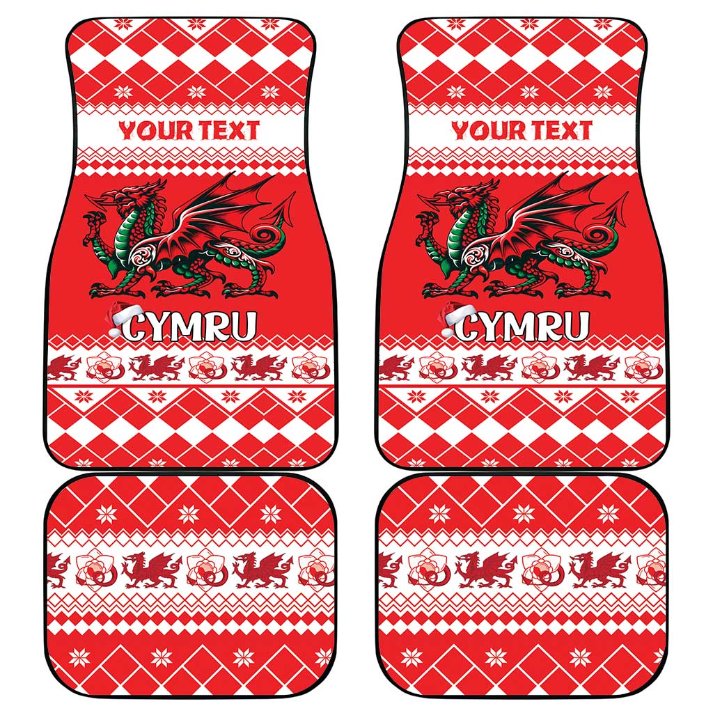 Personalized Wales Christmas Dragon Car Mats Nadolig Llawen Red Version - Wonder Print Shop