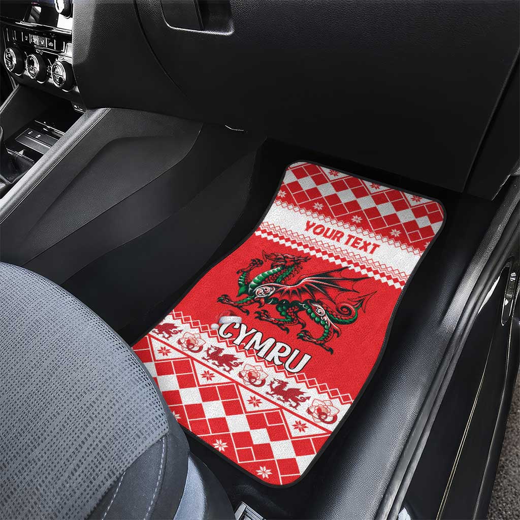 Personalized Wales Christmas Dragon Car Mats Nadolig Llawen Red Version - Wonder Print Shop