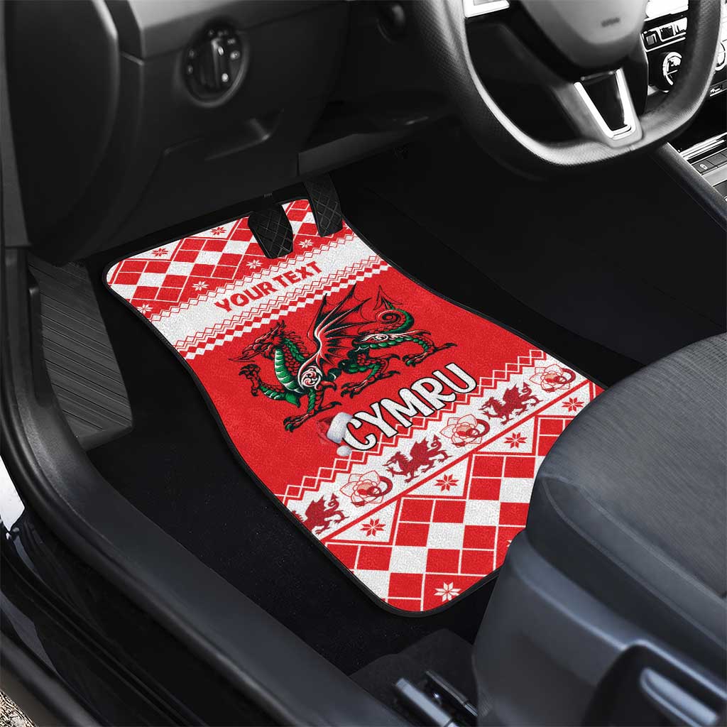 Personalized Wales Christmas Dragon Car Mats Nadolig Llawen Red Version - Wonder Print Shop