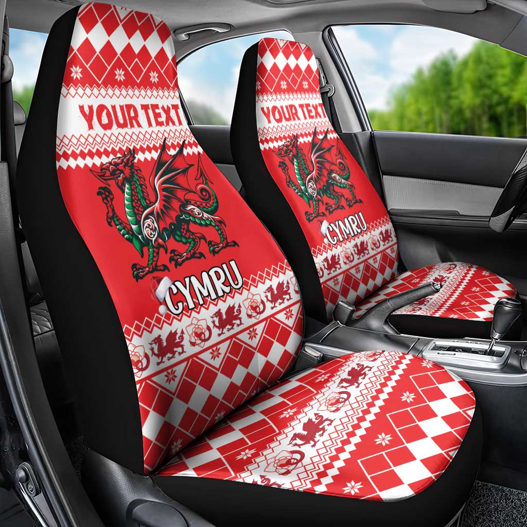 Personalized Wales Christmas Dragon Car Seat Cover Nadolig Llawen Red Version - Wonder Print Shop