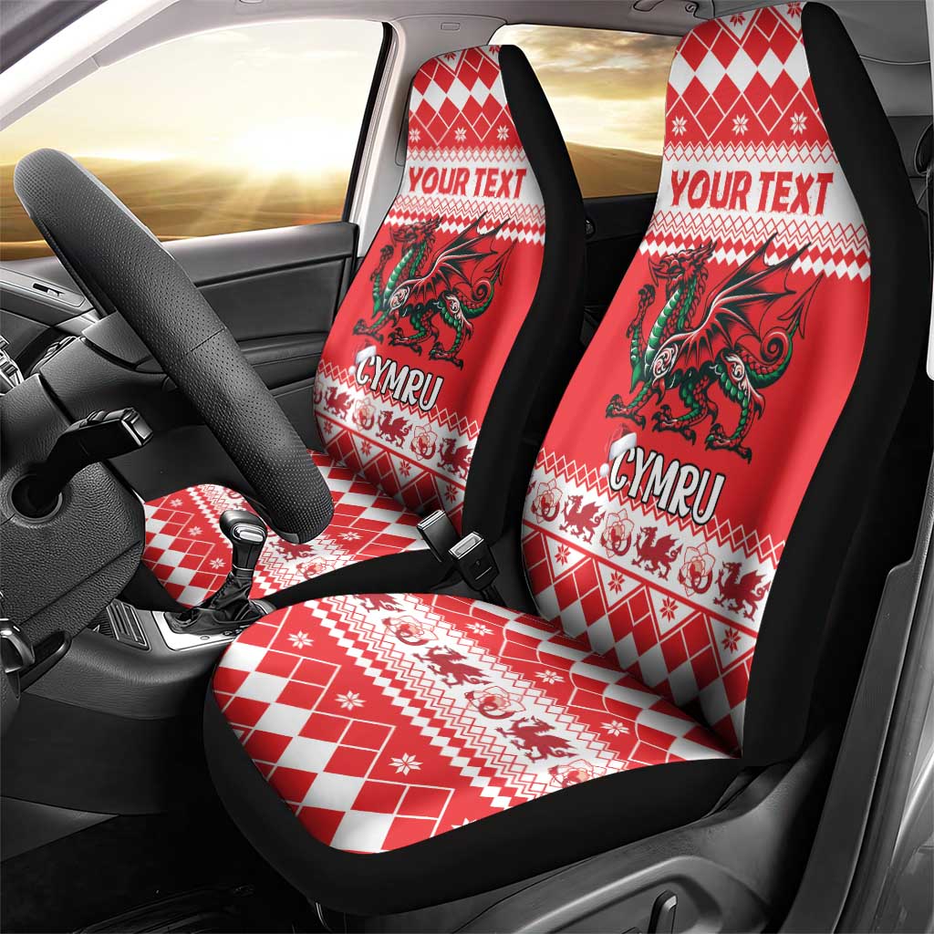 Personalized Wales Christmas Dragon Car Seat Cover Nadolig Llawen Red Version - Wonder Print Shop
