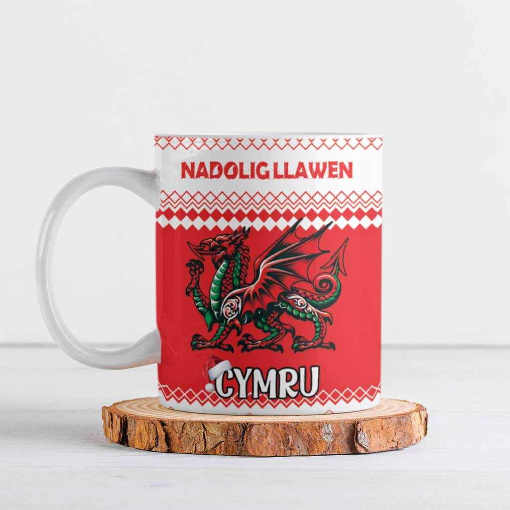 Personalized Wales Christmas Dragon Ceramic Mug Nadolig Llawen Red Version - Wonder Print Shop