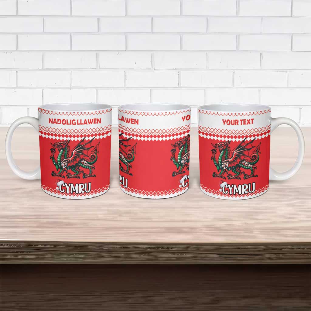 Personalized Wales Christmas Dragon Ceramic Mug Nadolig Llawen Red Version - Wonder Print Shop
