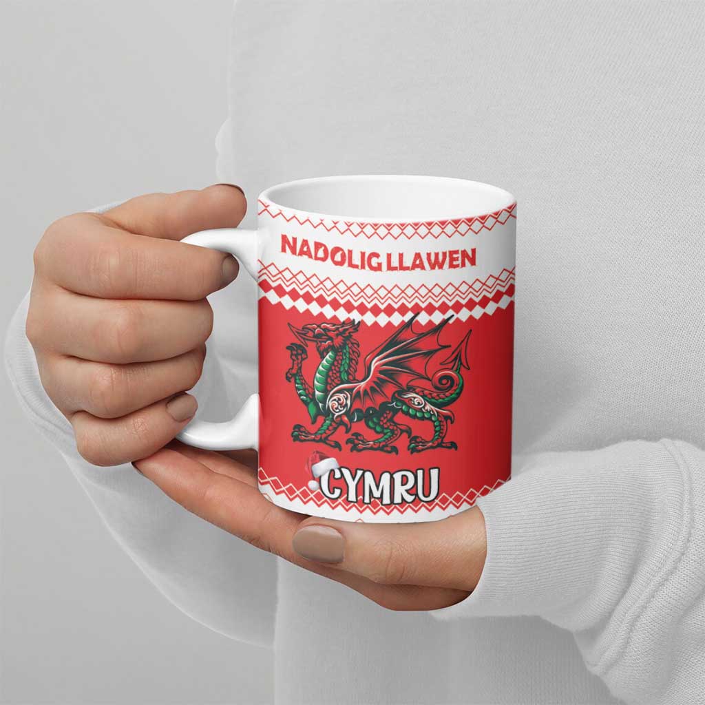 Personalized Wales Christmas Dragon Ceramic Mug Nadolig Llawen Red Version - Wonder Print Shop