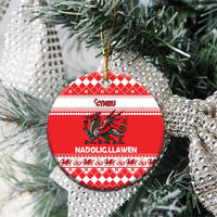 Personalized Wales Christmas Dragon Ceramic Ornament Nadolig Llawen Red Version - Wonder Print Shop