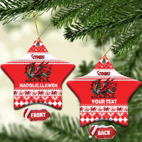 Personalized Wales Christmas Dragon Ceramic Ornament Nadolig Llawen Red Version - Wonder Print Shop