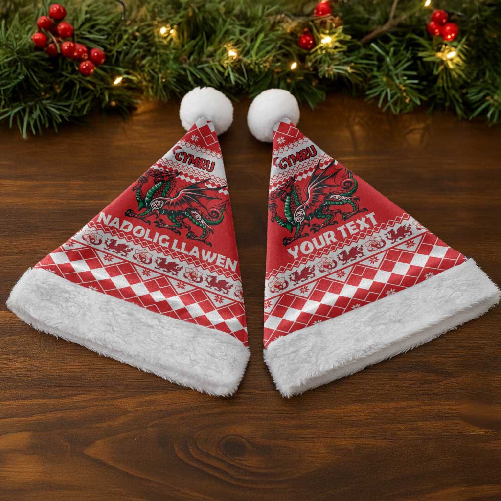 Personalized Wales Christmas Dragon Christmas Santa Hat Nadolig Llawen Red Version - Wonder Print Shop