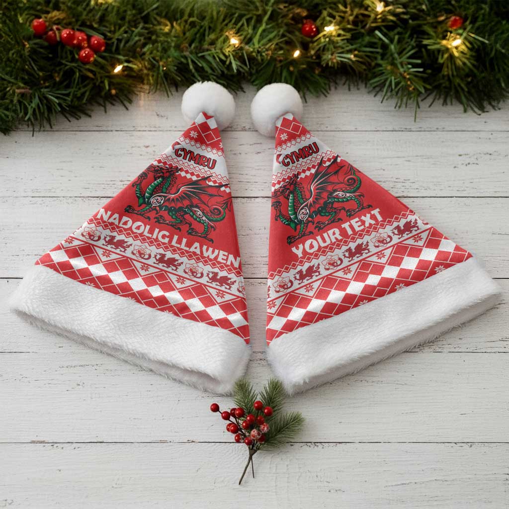 Personalized Wales Christmas Dragon Christmas Santa Hat Nadolig Llawen Red Version - Wonder Print Shop