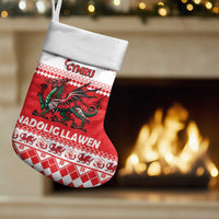 Personalized Wales Christmas Dragon Christmas Stocking Nadolig Llawen Red Version - Wonder Print Shop