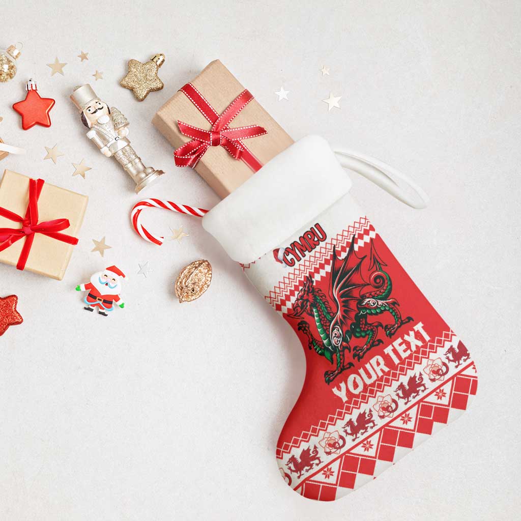 Personalized Wales Christmas Dragon Christmas Stocking Nadolig Llawen Red Version - Wonder Print Shop