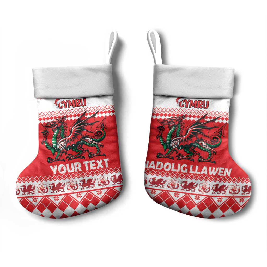 Personalized Wales Christmas Dragon Christmas Stocking Nadolig Llawen Red Version - Wonder Print Shop