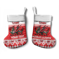 Personalized Wales Christmas Dragon Christmas Stocking Nadolig Llawen Red Version - Wonder Print Shop