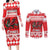 Personalized Wales Christmas Dragon Couples Matching Long Sleeve Bodycon Dress and Long Sleeve Button Shirt Nadolig Llawen Red Version - Wonder Print Shop