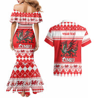 Personalized Wales Christmas Dragon Couples Matching Mermaid Dress and Hawaiian Shirt Nadolig Llawen Red Version - Wonder Print Shop