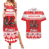 Personalized Wales Christmas Dragon Couples Matching Summer Maxi Dress and Hawaiian Shirt Nadolig Llawen Red Version - Wonder Print Shop