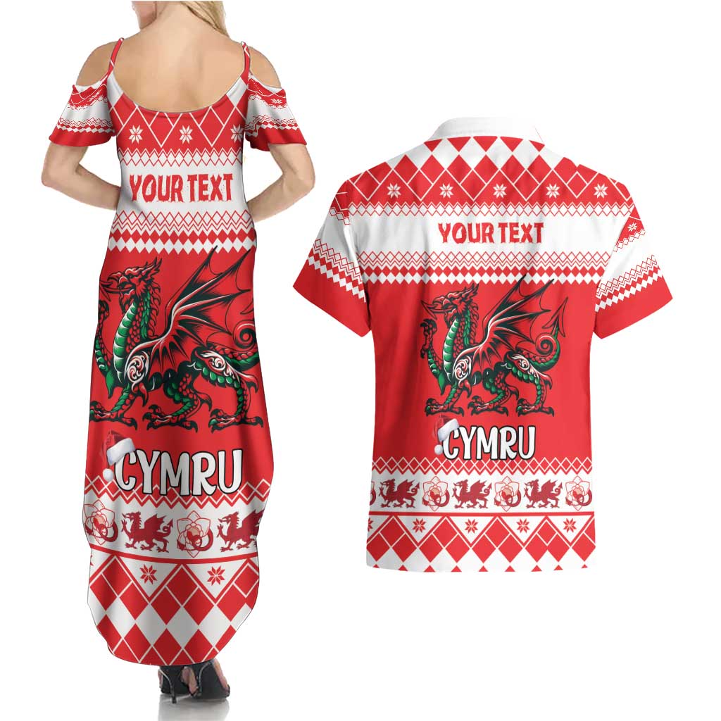 Personalized Wales Christmas Dragon Couples Matching Summer Maxi Dress and Hawaiian Shirt Nadolig Llawen Red Version - Wonder Print Shop