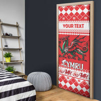 Personalized Wales Christmas Dragon Door Cover Nadolig Llawen Red Version - Wonder Print Shop
