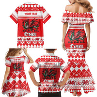 Personalized Wales Christmas Dragon Family Matching Mermaid Dress and Hawaiian Shirt Nadolig Llawen Red Version - Wonder Print Shop