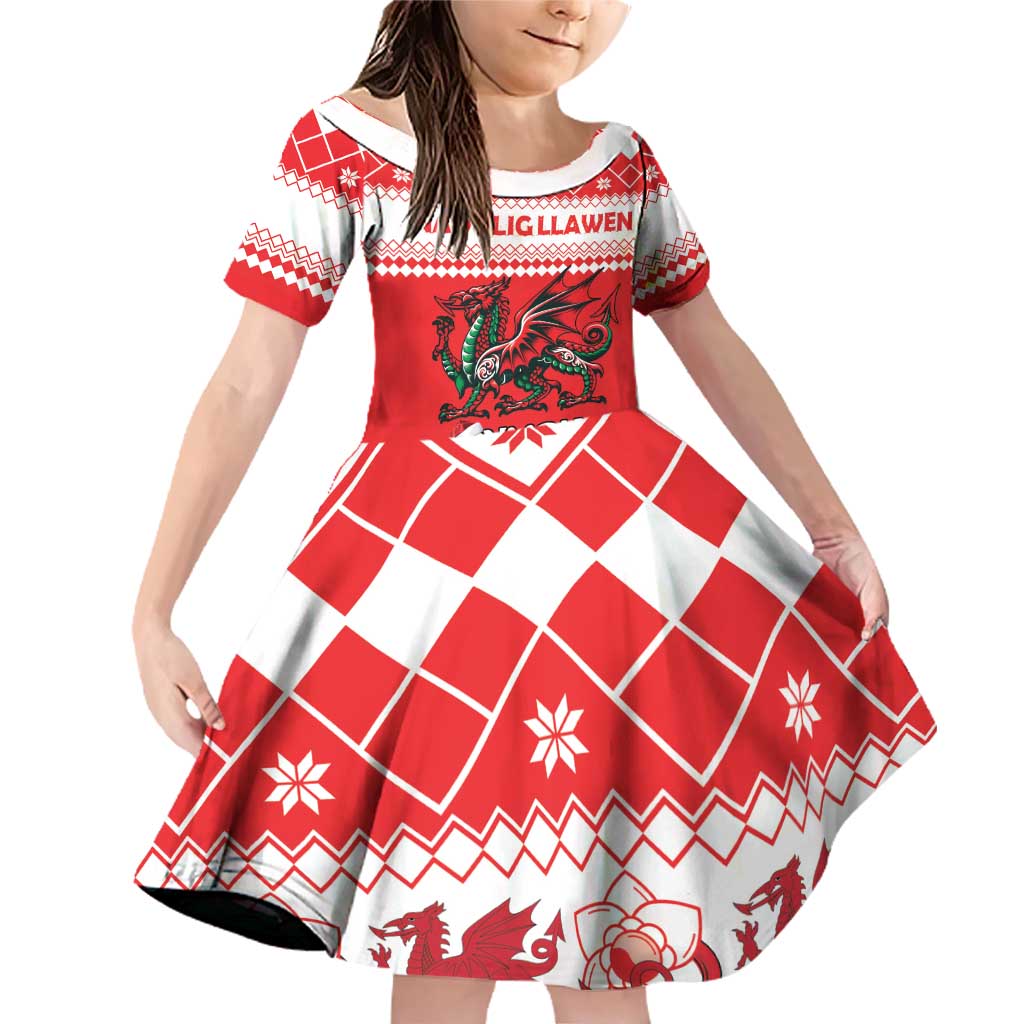 Personalized Wales Christmas Dragon Family Matching Off Shoulder Short Dress and Hawaiian Shirt Nadolig Llawen Red Version - Wonder Print Shop