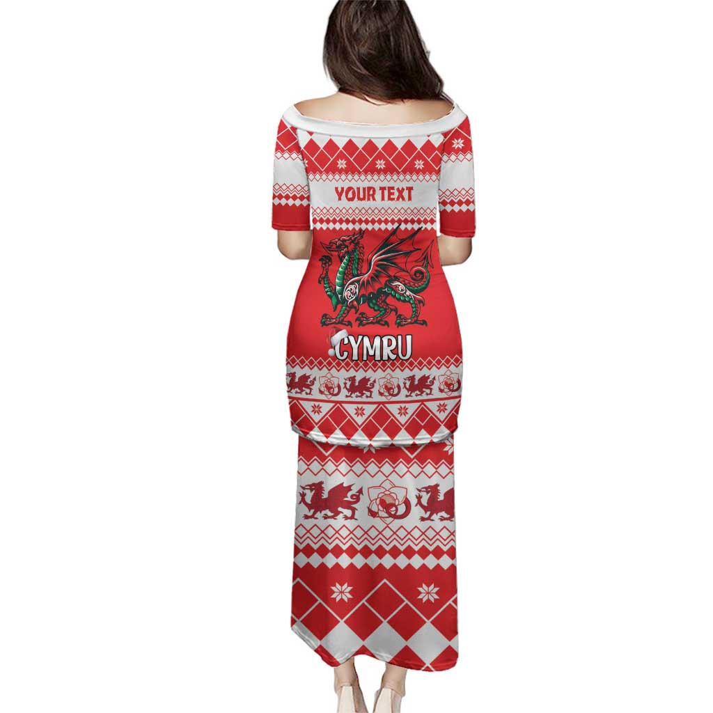 Personalized Wales Christmas Dragon Family Matching Puletasi and Hawaiian Shirt Nadolig Llawen Red Version - Wonder Print Shop
