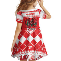Personalized Wales Christmas Dragon Family Matching Short Sleeve Bodycon Dress and Hawaiian Shirt Nadolig Llawen Red Version - Wonder Print Shop