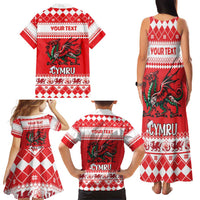 Personalized Wales Christmas Dragon Family Matching Tank Maxi Dress and Hawaiian Shirt Nadolig Llawen Red Version - Wonder Print Shop