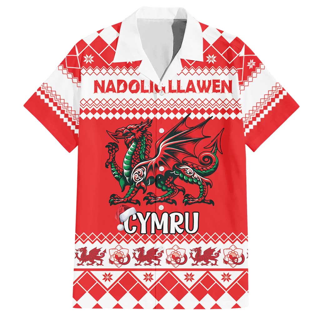 Personalized Wales Christmas Dragon Hawaiian Shirt Nadolig Llawen Red Version - Wonder Print Shop