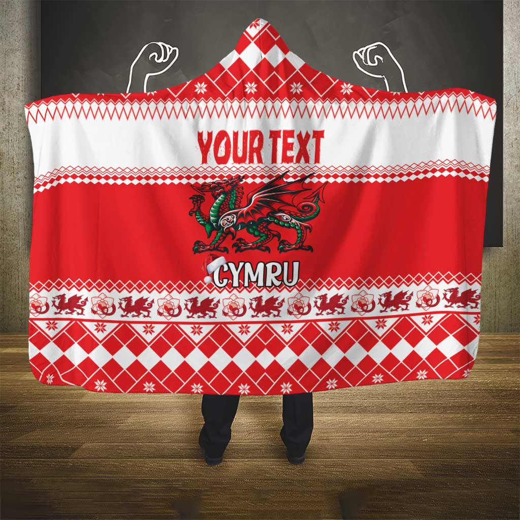 Personalized Wales Christmas Dragon Hooded Blanket Nadolig Llawen Red Version - Wonder Print Shop