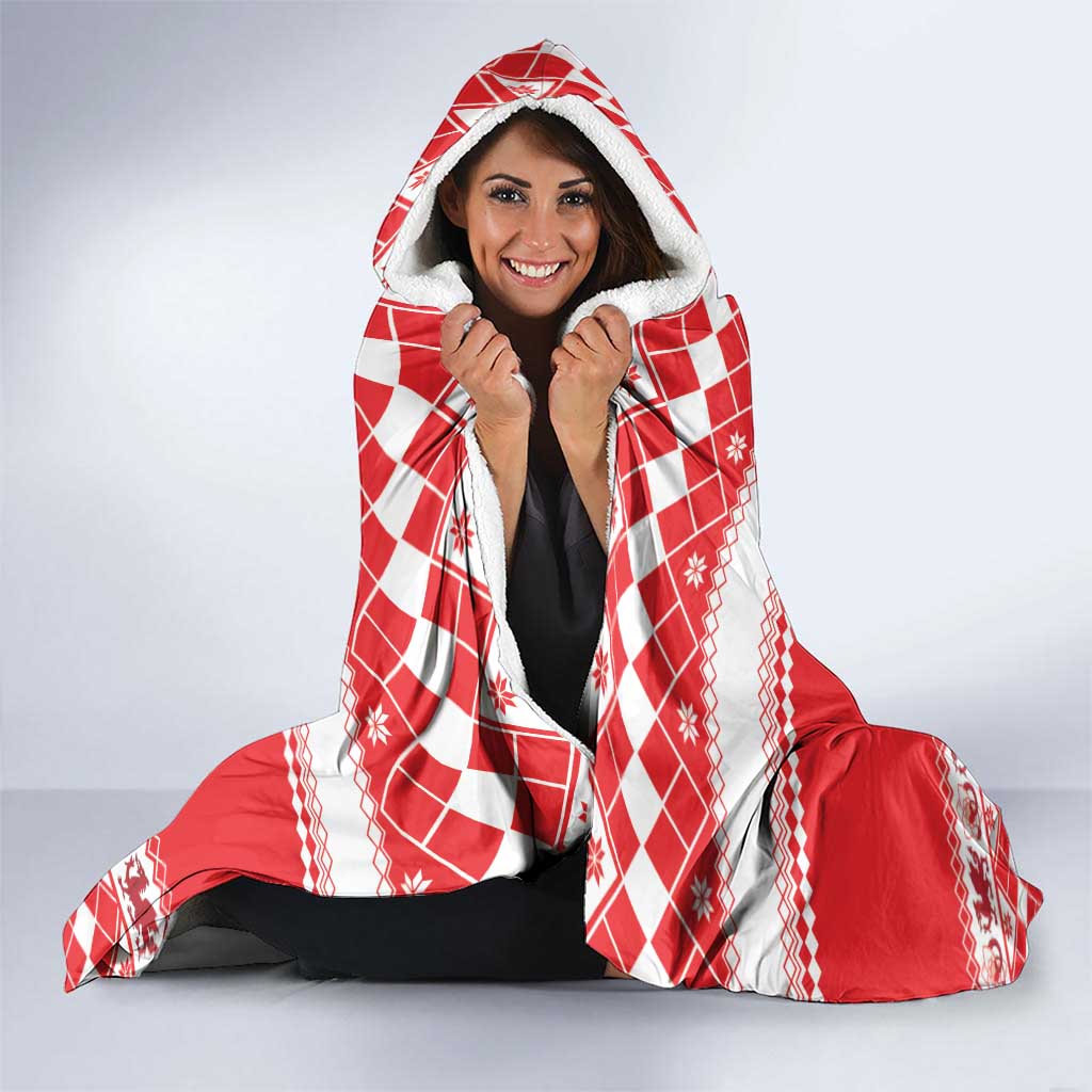 Personalized Wales Christmas Dragon Hooded Blanket Nadolig Llawen Red Version - Wonder Print Shop