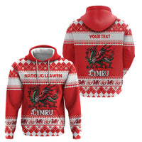 Personalized Wales Christmas Dragon Hoodie Nadolig Llawen Red Version - Wonder Print Shop