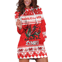 Personalized Wales Christmas Dragon Hoodie Dress Nadolig Llawen Red Version - Wonder Print Shop