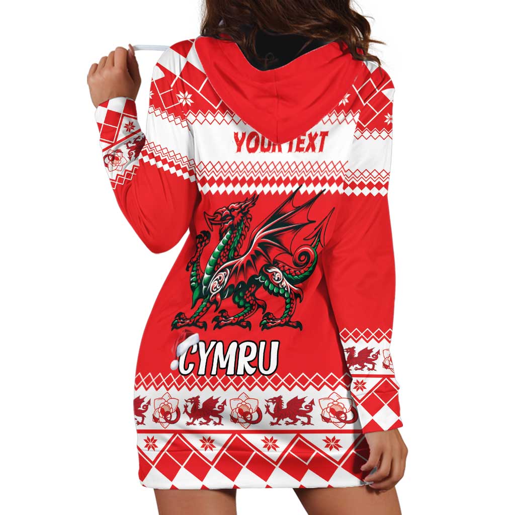 Personalized Wales Christmas Dragon Hoodie Dress Nadolig Llawen Red Version - Wonder Print Shop
