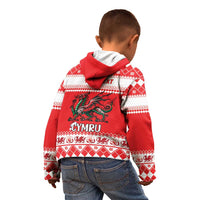 Personalized Wales Christmas Dragon Kid Hoodie Nadolig Llawen Red Version - Wonder Print Shop