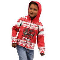 Personalized Wales Christmas Dragon Kid Hoodie Nadolig Llawen Red Version - Wonder Print Shop