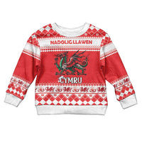Personalized Wales Christmas Dragon Kid Ugly Christmas Sweater Nadolig Llawen Red Version - Wonder Print Shop